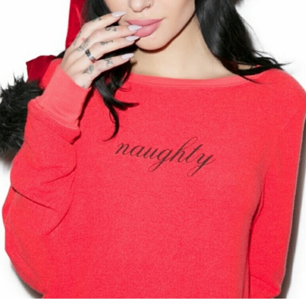 Wildfox Red Naughty Jumper / Sweatshirt Size Small